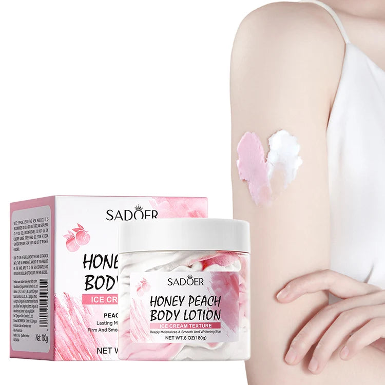 SADOER Wholesale Whitening Peach Ice Cream Body Lotion Anti-drying Tender Smooth Skin Moisturizing Body Cream