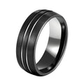 In Stock Mens Tungsten Wedding Ring groove 8mm Black Tungsten Ring Tungsten Black Ring