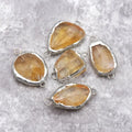PC30866 Soldered Jewelry Raw Citrine Crystals Healing Stones Free Form Nugget Pendant Connector for DIY Jewelry Making