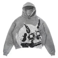 Men's Custom for Puff Print Raw Hem Pullover Hoodie XL Size Distressed Pullover Zipper Embroidered Acid Wash Techniques Screen