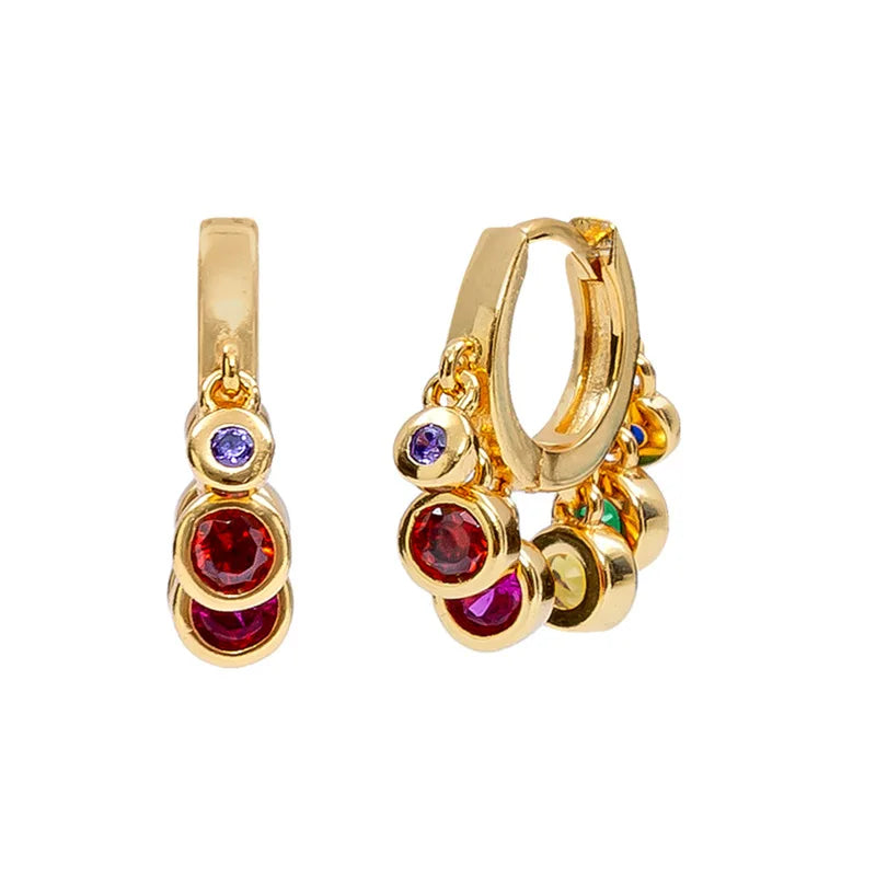 SC New Europe America Fashion Dangle Earrings Personality Simple Luxury Earrings Colored Crystal Zircon Fine Jewelry Earrings