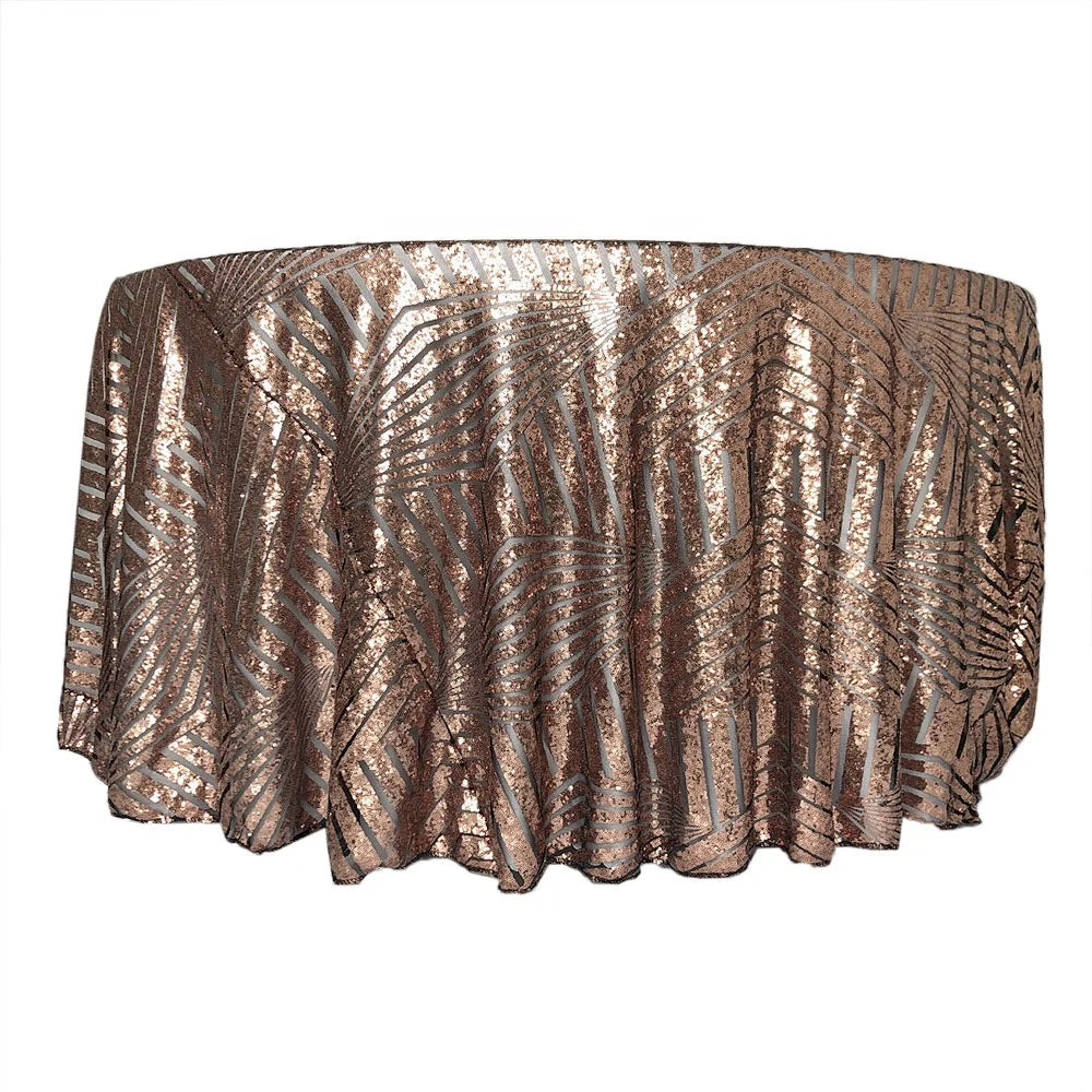 Wedding Black Lace Sequin Embroidered Table Overlay for Banquet Hall