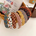 Vintage Plaid Floral Corduroy Headbands Flower Fall Hairbands Elegant Match Head Hoop Women Head Band Headwrap Hair Accessories