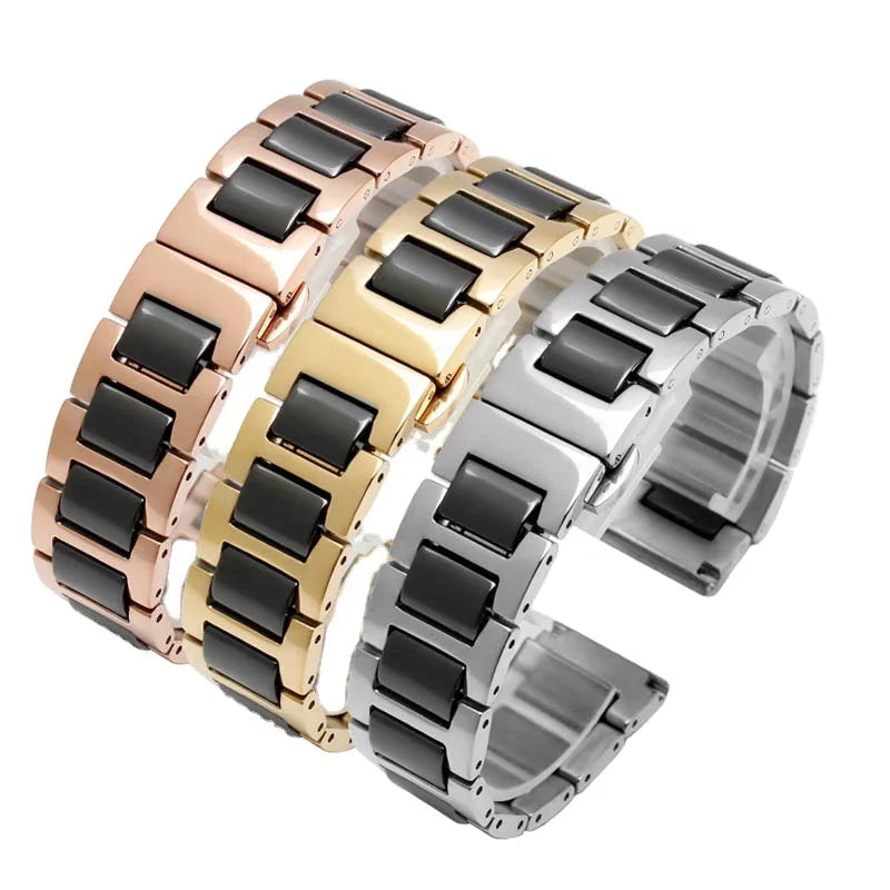 Somiis Stainless Steel Ceramic Strap for AL642633257545 22mm Flat I-Shaped Three-Strain Bracelet Made in China