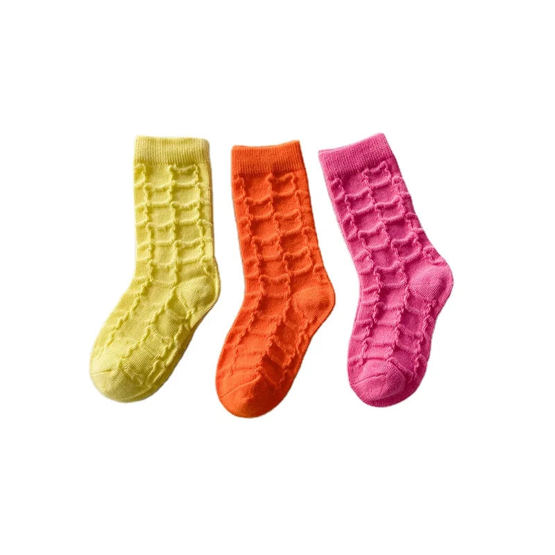 3D Bear Baby Mid-Calf Socks Macaron Color Toddler Socks A-Class Cotton Newborn Socks Bulk Wholesale