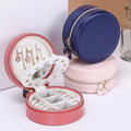 Round Shape Ring Earring Display Showcase Customize Logo Leather Gift Jewelry Box Organizer Storage Case Pouch Packing for Girls