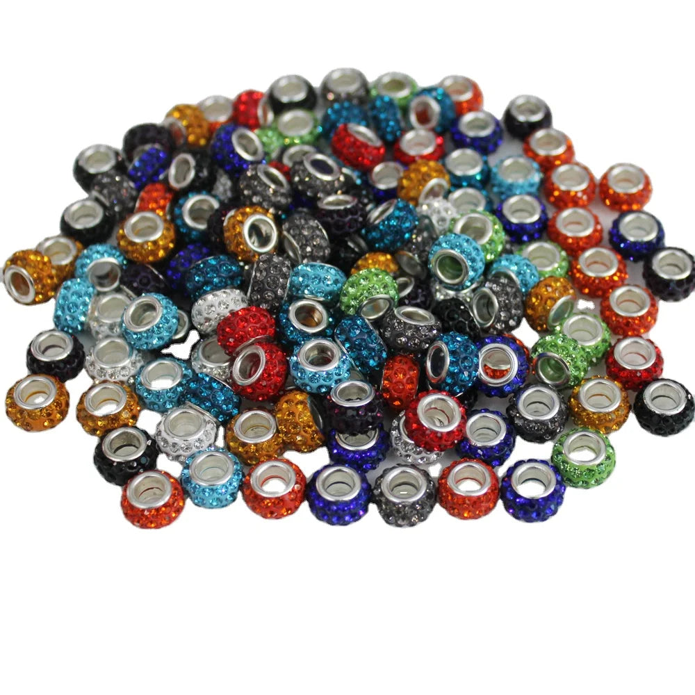 11mm Big Hole Round Crystal Rhinestone Beads Loose Spacer Beads for DIY Jewelry Making Bracelet Necklace Murano