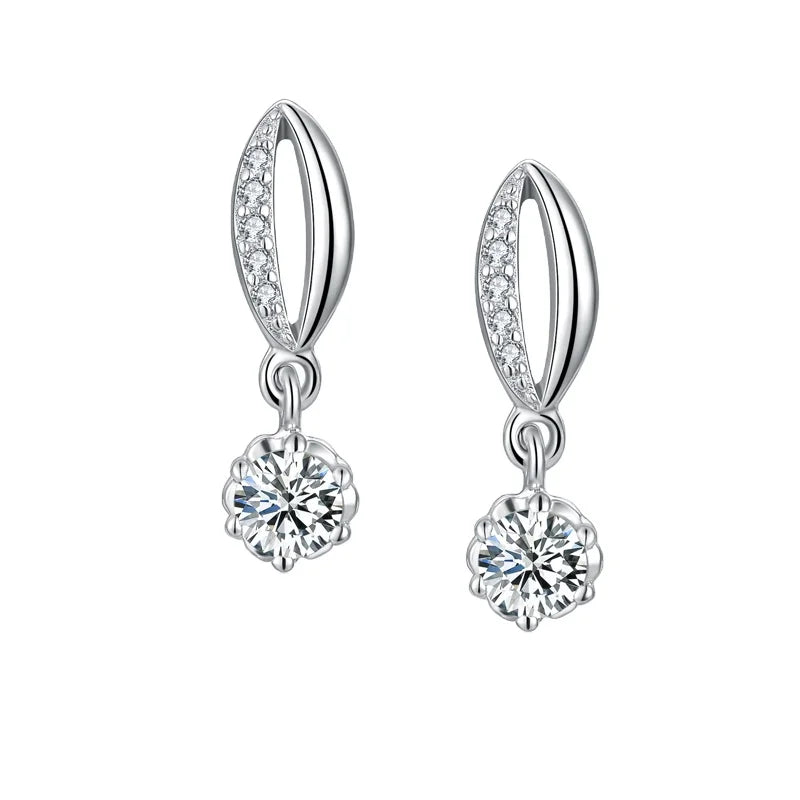 Wholesale Classic Style Cubic Zirconia CZ Original 92.5 Sterling Silver Earrings for Wedding Gift