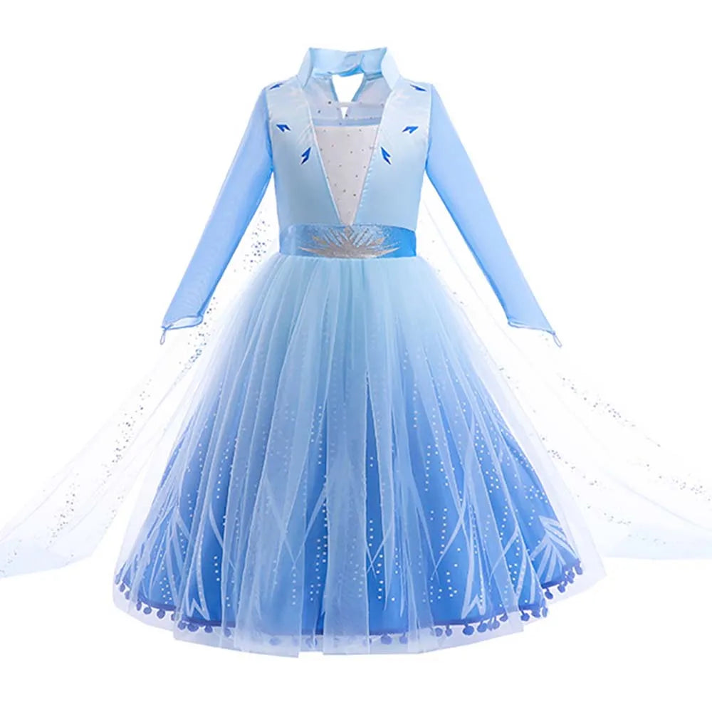 RTS Birthday Cosplay Kid Girl Elsa Blue Princess Dress for Girl DISP-013