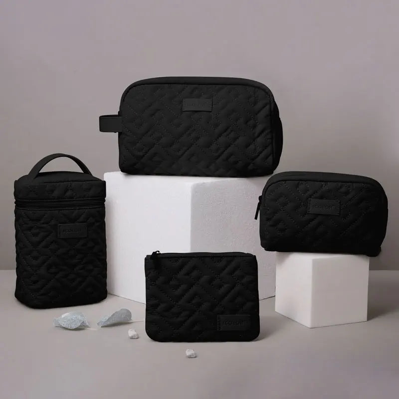 BSCI Factory Custom Black Nylon Small Makeup Travel Cosmetic Pouch Bag Cases