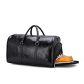 2024 High-End Men's PU Leather Duffel Travel Gym Bag with Shoe Compartment Fashionable Zipper Closure for Outdoor Sports