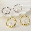ICEBELA 925 Sterling Silver Irregular Hollow Circle Earrings Female Personality Versatile Freshwater Pearl Earrings