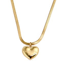 Stainless Steel Herringbone Chain Choker Necklace with love You More Engraving Heart Pendant Charm Necklace Women Jewelry