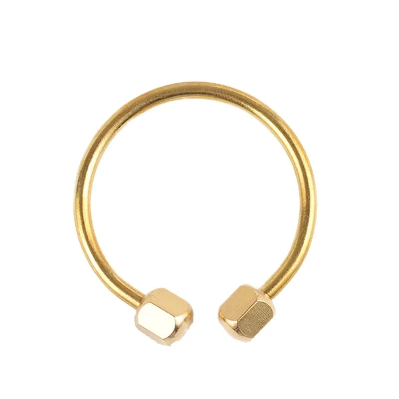 EDC Brass Keychain With Lock Anti-lost Golden Camping Carabiner Survival Camping Equipment Buckles Hooks Key Ring Accessories