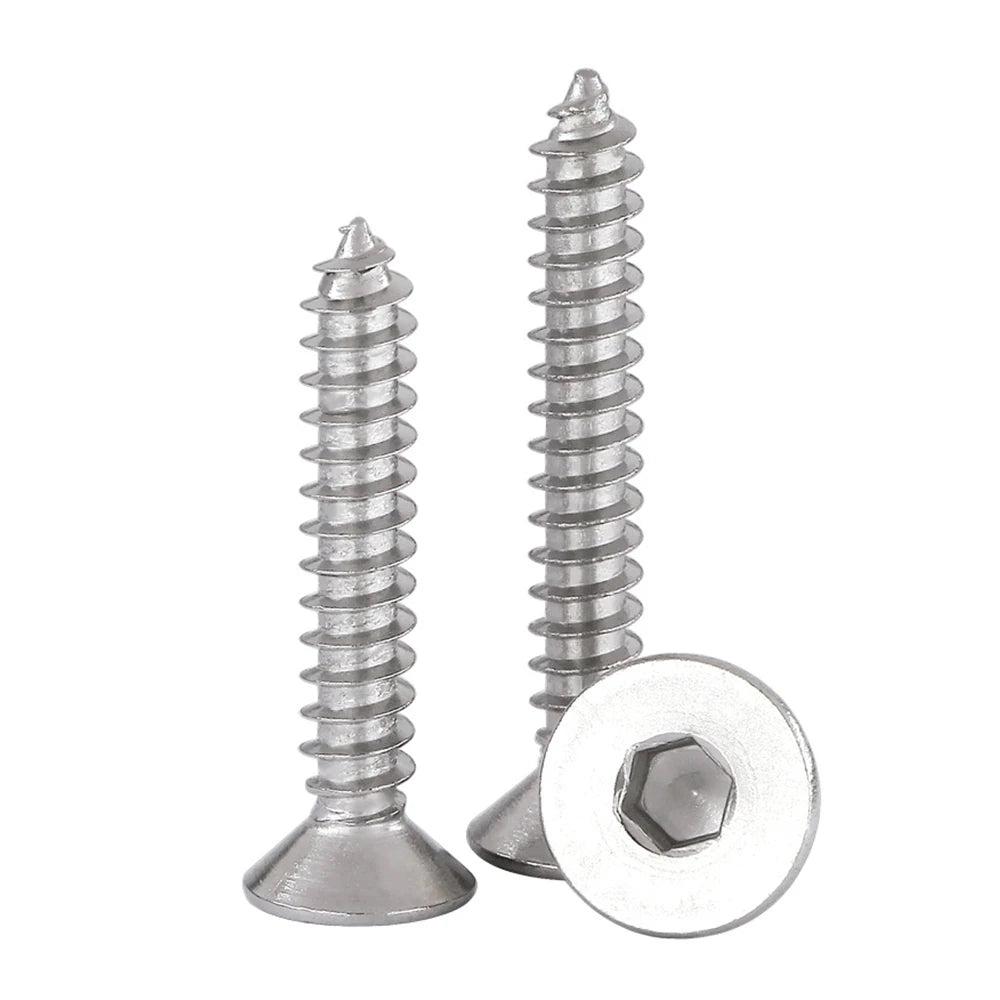 Custom Manufacturer Grade 8.8 Carbon Steel Zinc Black Flat Countersunk Head Allen Hexagon Socket Self-Tapping Wood Screws