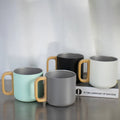 Wholesale 400ml Large Mug Stainless Steel Matt Milk Cup  Wood Handle 304 Coffee Cup Simple Design for Picnic Camping