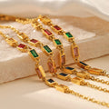European and American Fashion Retro Fashion Color Crystal 18K Gold Waterproof Stainless Steel Bracelet Gifts for Women