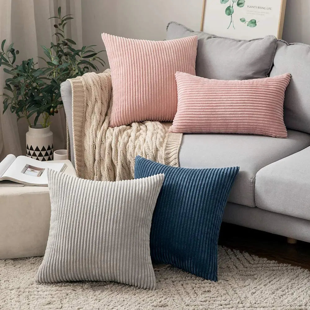 Stripe Corduroy Sofa Decorative Brilliant Bright Colors Velvet Custom Sofa Cushion Cover Bulk Throw Pillow Case MegaBDM