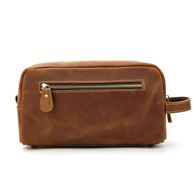 Custom Men Genuine Leather Fashion Zipper Cosmetic & Makeup Bag Wholesale