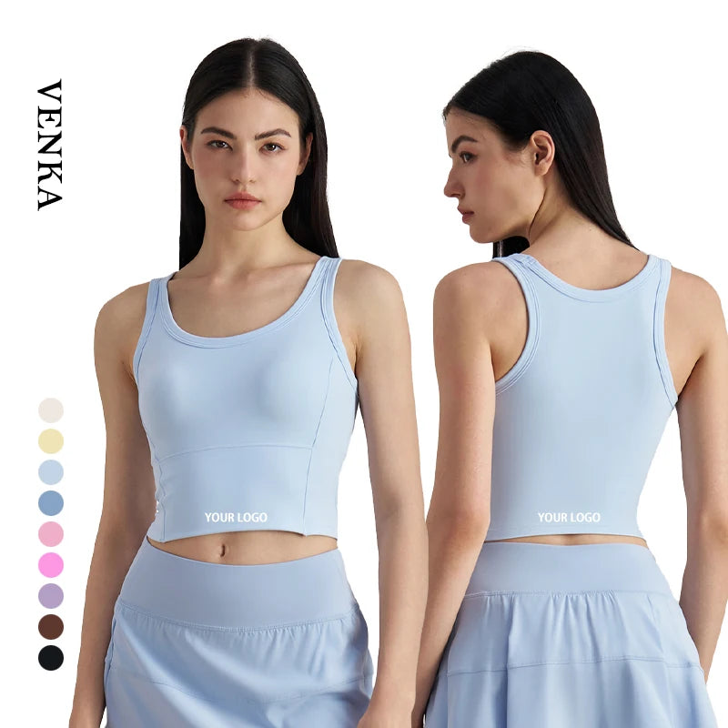 High Quality U-Neck Simple Yoga Bra Women Front Custom Medium Support Breathable Sweat-Wicking Anti-Odor Quick Dry Four-Way