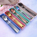 304 Korean Style Stainless Steel Travel Camping Reusable Cutlery Set