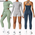 Wholesale Women Sportswear Set 5 Pieces Yoga Set High Waist Women Yoga Shorts Pants Leggings Yoga Activewear Set