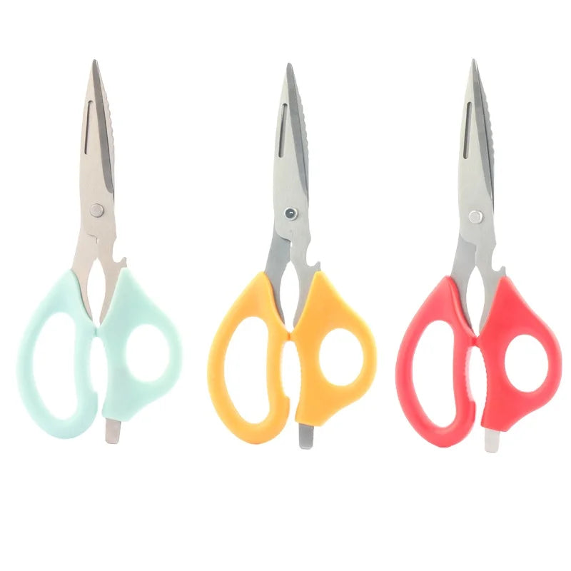 Multifunctional Stainless Steel Household Scissors Powerful Kitchen Barbecue Shears Wholesale Food Cutting Bottle Opening Shear