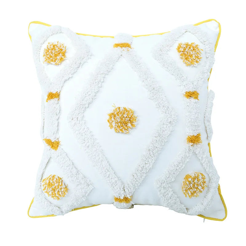 Innernor Modern Square Geometric Boho Floral Tribal Woven Tufted Luxury Lumbar Pillow Cover for Sofa Bedroom Home Hospital Decor