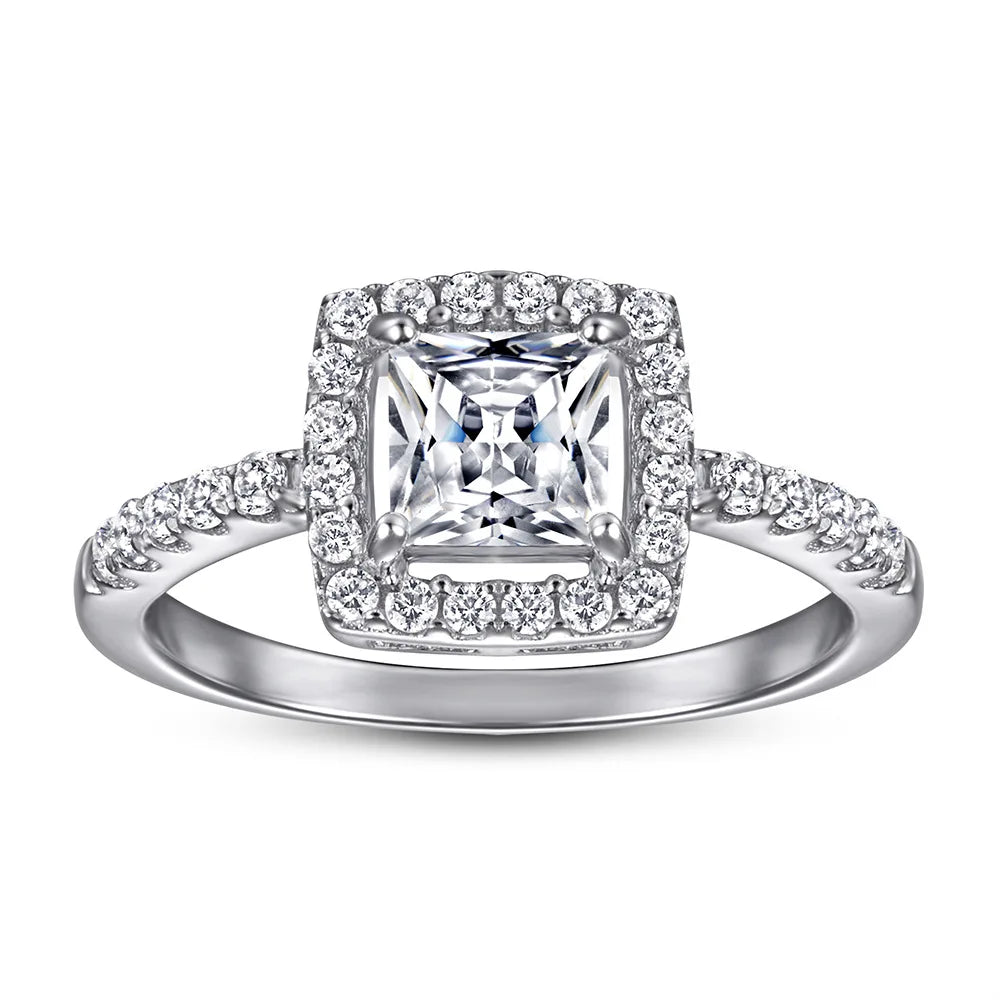 OAHLAN Fashion Fine Jewelry 0.8ct Princess Cut Cubic Zircon S925 Sterling Silver Rings for Women Wedding Engagement