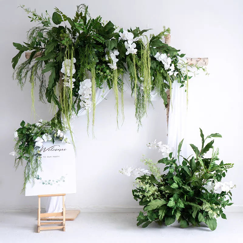 Wedding Party Rental Eucalyptus Artificial Flowers Greenery Leaves Grass Silk Flower Arrangements Arch Flower Row for Backdrop