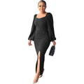 Ladies Dress Office Designs Black Elegant Dress Women With Split Casual Blank Women Wholesale Dresses
