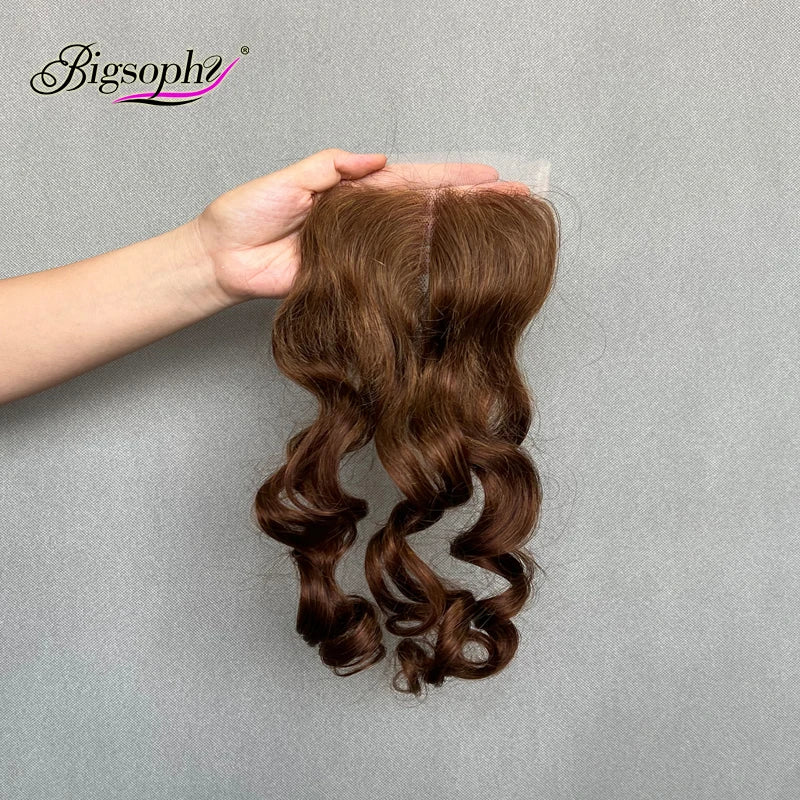 Wholesale Price Top Quality Transparent LaceBouncy Curl Closure Frontal LaceSuper Double Drawn Bouncy Raw Hair 4by4 Lace