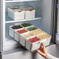Kitchen Storage Box Transparent Plastic Storage Bin Eight Grid Hotpot Ingredients Dispenser Moisture-Proof Seal Storage Bin
