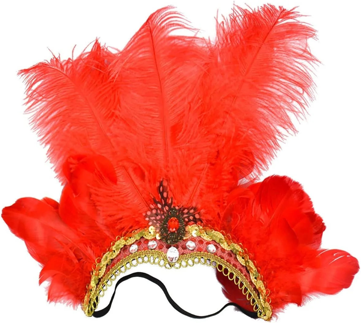 New Design Carnival Party Feather Headpiece Supplies Red Headband for Carnival Costume Party Carnival Headband