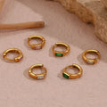 Dreamshow Vintage Square Zircon Huggies Earrings 18K Gold Plated Stainless Steel Huggies Hoop Earring