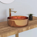 Factory Hot Sale Rose Gold Color Washbasin Bathroom Sink Golden Wash Basin with Ring Design