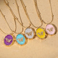 2024 New Fashion Butterfly Shell Album Photo Frame Necklace Wholesale Collar De Acero Inoxidable Fine Jewelry Pendants for Women