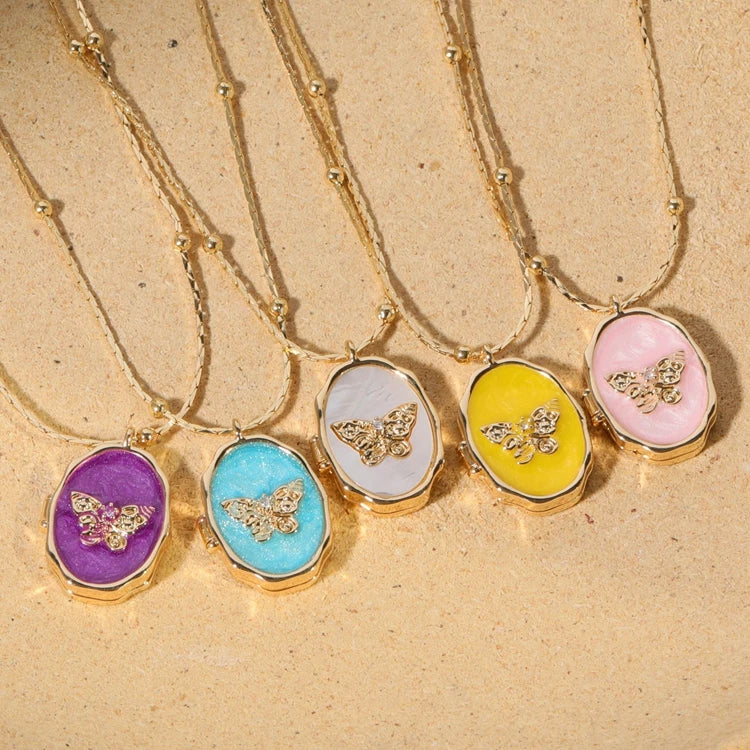 2024 New Fashion Butterfly Shell Album Photo Frame Necklace Wholesale Collar De Acero Inoxidable Fine Jewelry Pendants for Women