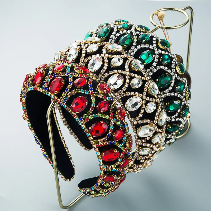 Diamond-studded Pearl Flannel Vintage Sponge Headband Crystal Headbands for Women Tiaras Accesorio Para Mujer