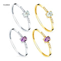 FUAMAY Anillo Garbo Oro 18K Aguamarina Y Diamantes Woman Diamond Purple Amethyst Oval Stone 925 Sterling Silver Rings