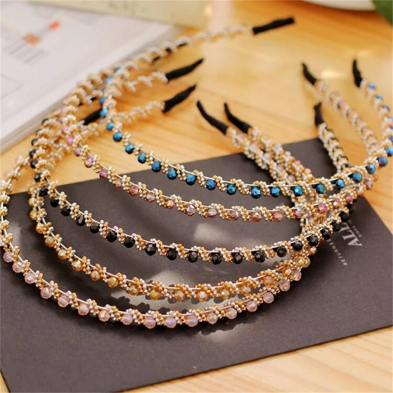 Korean Fashion Crystal Hair Hoop Simple Pressure Hair Non-slip Head Band Temperament Water Drill Women Headband