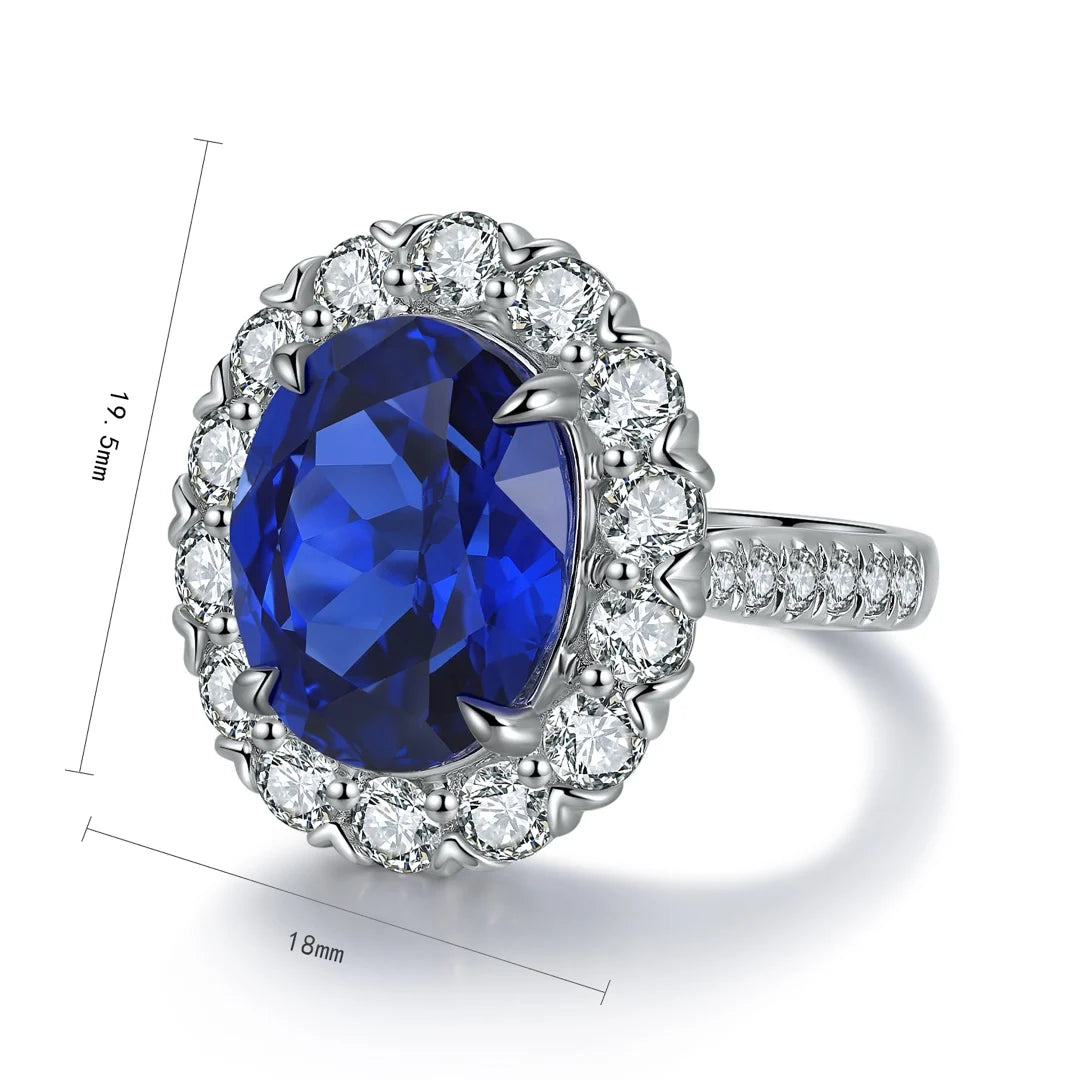 Lanphear Classic Oval Cut Sapphire Gemstone Ring in 925 Sterling Silver with Claw Setting Wedding Party Jewelry for Unisex Women