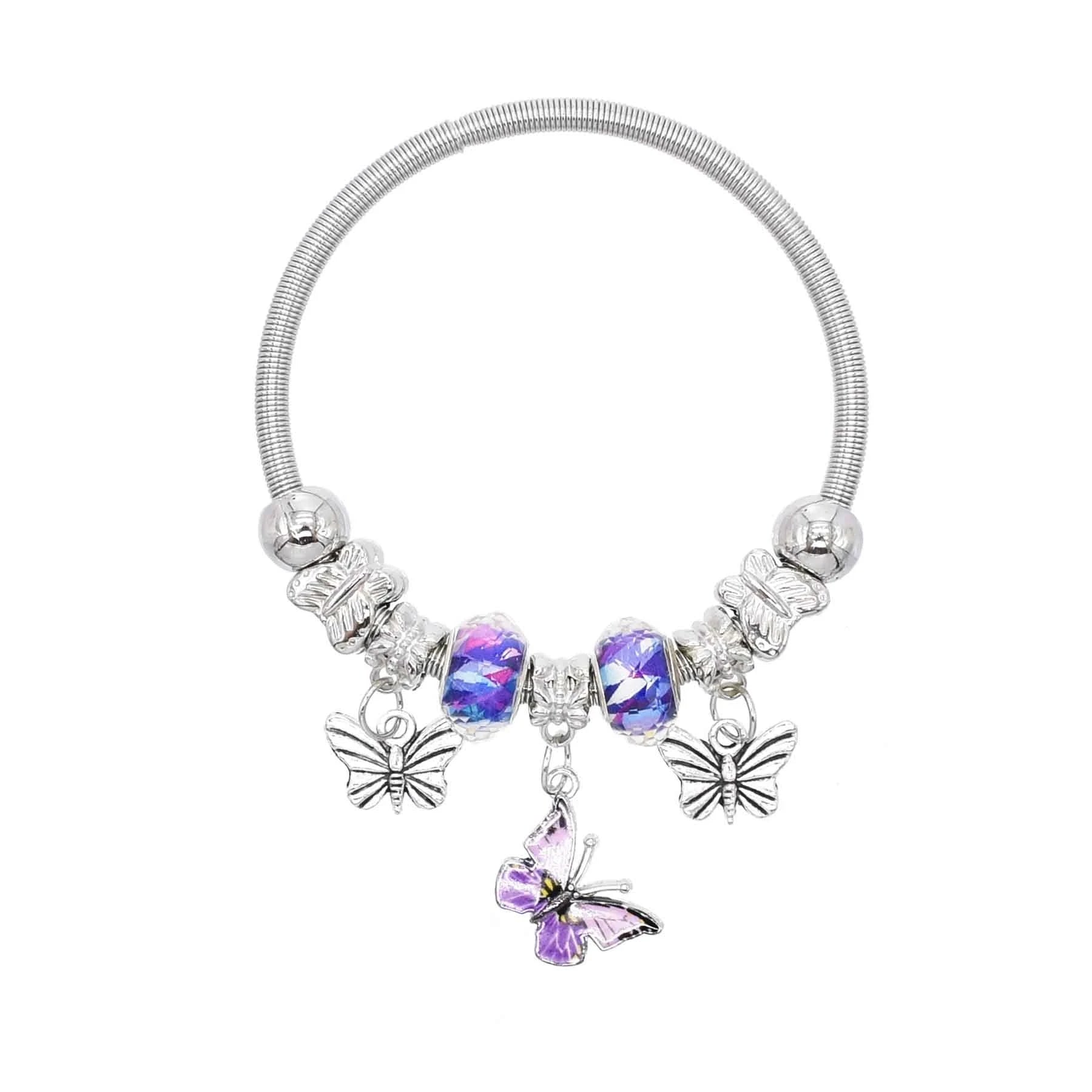 Random Color Women Butterfly Bracelets Alloy Pendant Ethnic Charms Bracelets