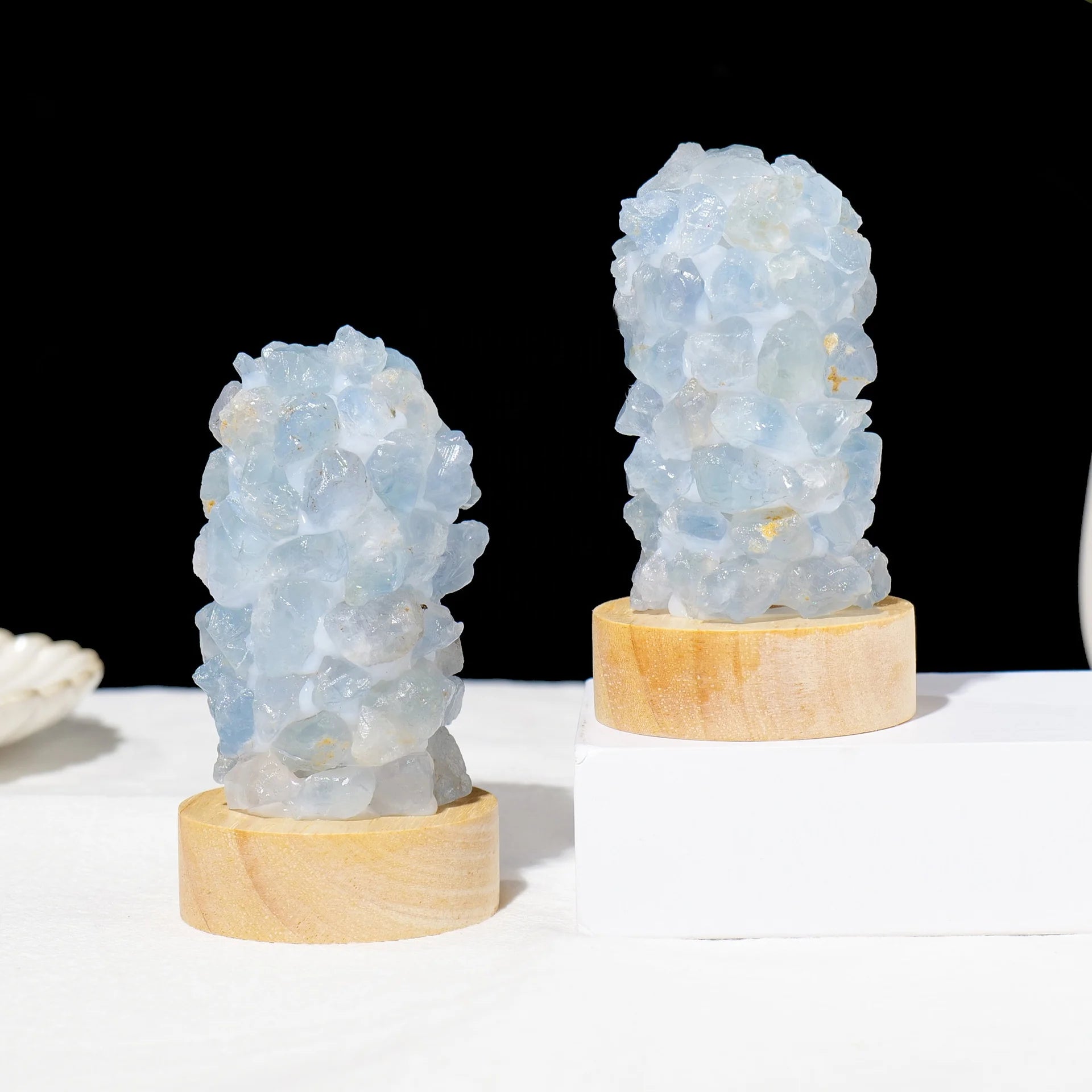 Handcrafted Eco-Friendly Celestite Crystal Chip Lamp Polished Night Light Healing Energy Lucky Home Decor Ornament