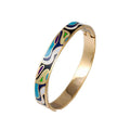Stainless Steel Enamel Sea Wave Pattern Oval Bangle Bracelet Accessories Jewelry Women Gift