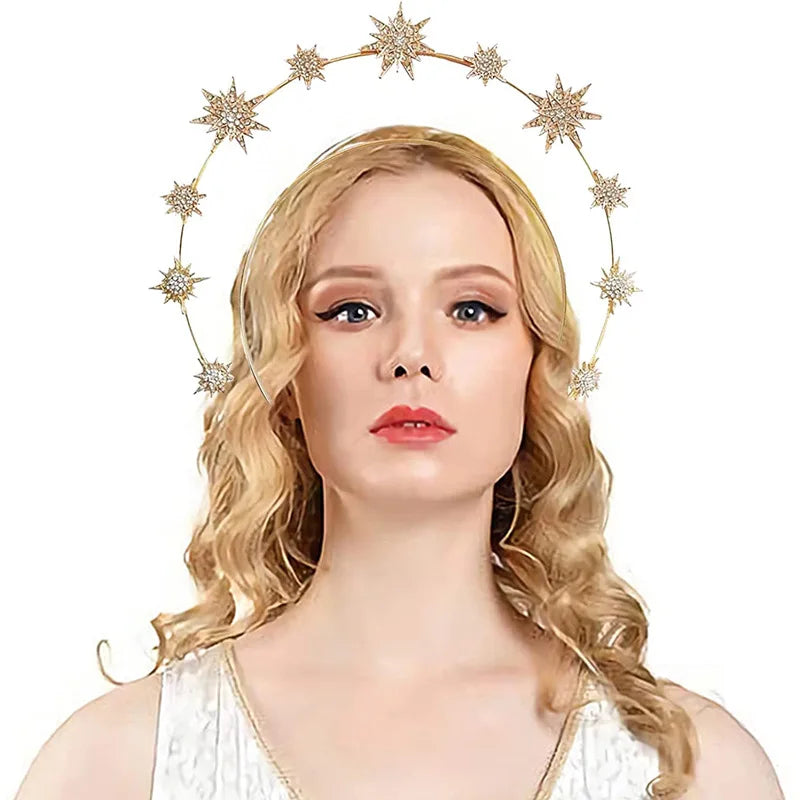 Bridal Hair Headpiece Handmade Rhinestone Double Layer Star Hairband Banquet Wedding Hair Accessories