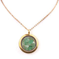 Green Aventurine 25mm Gold Round Stainless Steel Gawu Hold Crushed Stone Box Pendant Necklace Jewelry Charm Customized Necklace