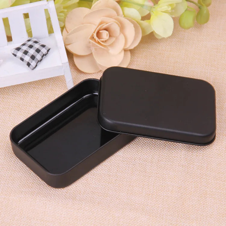 Custom Empty Rectangle Black Tin Box Poker Card Box Small Candy Mint Tinplate Box