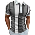 Men's Short Sleeve Color Match Color Zipper Polo Shirt