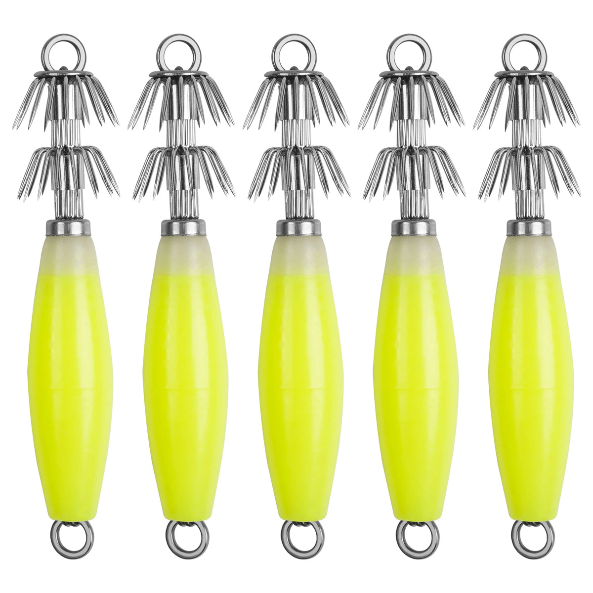 5pcs/bag Luminous Squid Jig Hooks Saltwater Glow Squid Jigs Kit Octopus Cuttlefish Fishing Bait Squid Shrimp Fishing Lure